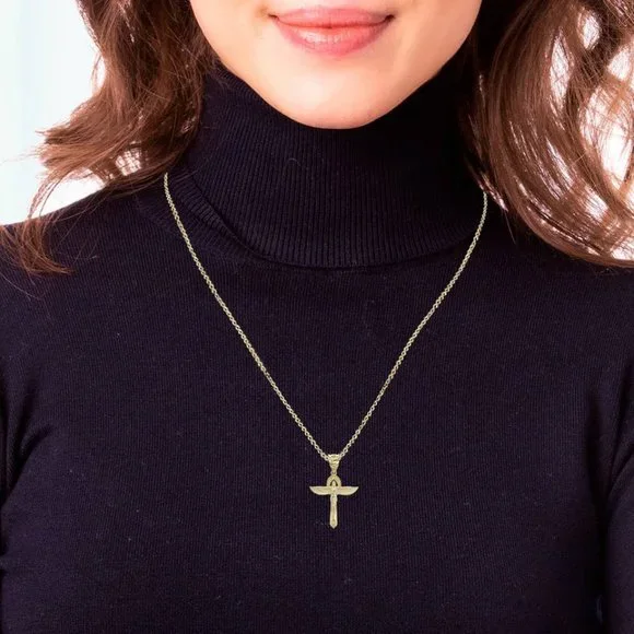 10K Solid Gold Egyptian Goddess Isis Pendant Charm - Yellow, Rose, or White